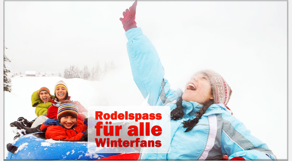 Rodelspass für die gesamte Familie Rodeln - Familie mit Kinder